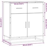 vidaXL Komoda boja hrasta 68x35x76 cm konstruirano drvo | shoptok.hr