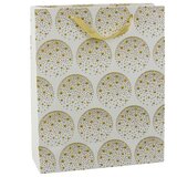  Elegantna poklon torba s zlatnim zvijezdama, bijela, 32 x 26 x 12 cm | shoptok.hr