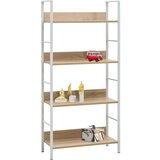 Furnova Knjižna polica 4-nadstropna hrast 60x27,6x124,5 cm inž. les, (21950758) | Shoptok.si