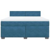 vidaXL Box spring postelja z vzmetnico modra 180x200 cm žamet | Shoptok.si