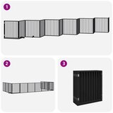  Vrata za pse s vratašcima 12 panela sklopiva 960 cm drvo topole Crna 80 x 90 x 2 cm | shoptok.hr