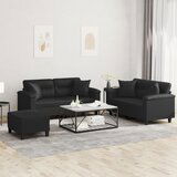 vidaXL 3-dijelni set sofa s jastucima crna od umjetne kože | shoptok.hr