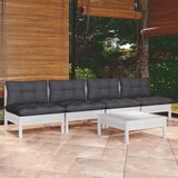 Maison Chic Seti vrtnega pohištva - Vrtna garnitura - Vrtni pohištvo set 5-delna z antracit blazinami borovina, (21818607) | Shoptok.si