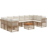  Zunanja garnitura za sedenje 11 pcs Naravna in krem bela, (5000270584) | Shoptok.si