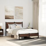 Maison Chic Kovinski Posteljni okvir - Dvoposteljna postelja - Zakonska postelja brez vzmetnice rjavi hrast 120x190 cm, (21694344) | Shoptok.si