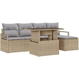  6-dijelni Vrtni Sofa Set s Jastucima Bež Poli Ratan 2-sjedalni Vrtni Sofa s Pohranjivanjem &amp Jastucima Bež Poli Ratan | shoptok.hr