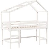  Krevet na kat s ljestvama i krovom bijeli 90x190 cm od borovine | shoptok.hr