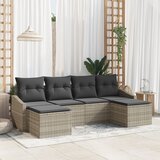 vidaXL set od 6 dijelova za obedovanje s jastučićima svijetlo sivi poli ratan | shoptok.hr