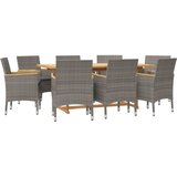  9-dijelni vrtni blagovaonski set s jastucima sivi | Eponuda.com