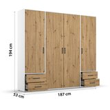 Rauch Möbel OMARA S KLASIČNIMI VRATI, bela, hrast artisan | Shoptok.si
