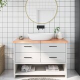  Kupaonska radna ploča svjetlosmeđa 120x50x(2-4) cm masivno drvo | shoptok.hr