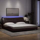  Okvir kreveta s LED-om bez madraca Hvar tamnosmeđi 200x200 cm od tkanine | shoptok.hr