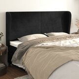 vidaXL Vzglavje z ušesi črn 163x23x118/128 cm žamet | Shoptok.si