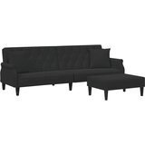 Maison Chic kavč - Sofa - Kanape dvosed z blazinami in stolčkom za noge črn žamet, (21727786) Cene