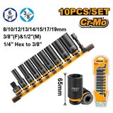 Ingco set udarnih nasadnih ključeva 3/8" HKISSD38105L, 10 delova, dugi Cene