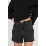 Abercrombie & Fitch Jeans kratke hlače ženski, črna barva