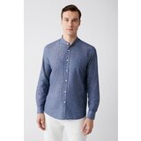 Avva Men's Indigo Judge Collar Linen Blended Standard Fit Regular Cut Shirt cene