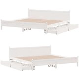  Posteljni okvir brez vzmetnice bel 200x200 cm trdna borovina | Shoptok.si