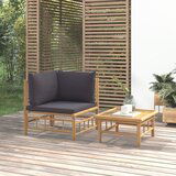 The Living Store Vrtna sedežna garnitura 2-delna temno sive blazine bambus - Vrtna Sedežna Garnitura, (21427736) Cene