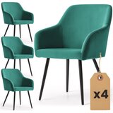 AKORD Estelle Gladki Jedilni Stoli Iz Žameta, Komplet 4 Stolov, Stekleničasto Zelena, Črne Noge, (5000333427) | Shoptok.si