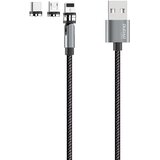 Dudao magnetni USB kabel + komplet vtičev Lightning / USB Type C / Micro USB 3 A 1 m siv | Shoptok.si