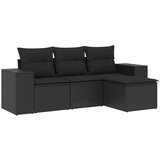 Maison Chic Seti vrtnega pohištva - Vrtna garnitura - Vrtni pohištvo set 4-delna z blazinami črna poli ratan, (21811000) | Shoptok.si