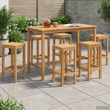 Vanjski bar set 7 pcs Neprerađeno Čvrsto teak drvo | shoptok.hr