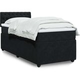 vidaXL Box spring postelja z vzmetnico črna 100x200 cm žamet | Shoptok.si
