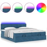vidaXL Otomanski posteljni okvir z vzmetnicami moder 200x200cm žamet, (21609959) | Shoptok.si