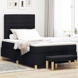 vidaXL krevet s podnicom s madracem i klupom crna 120 x 190 cm tkanina | shoptok.hr