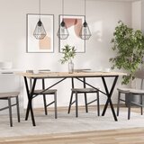  Blagovaonski stol X-oblika 160x80x75,5 cm od borovine i čelik | shoptok.hr