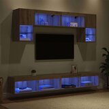 TV stenske enote z LED 6 pcs Umetni hrast Konstruiran les, (5000132507) | Shoptok.si