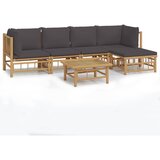 Maison Chic Seti vrtnega pohištva - Vrtna garnitura - Vrtni pohištvo set 6-delna temno sive blazine bambus, (21815122) | Shoptok.si
