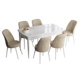Hanah home han - white, cream whitecream extendable dining table & chairs set (7 pieces) | Eponuda.com