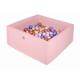 MeowBaby Square Ball Pool, 90x90x40 cm z 200 žogami, bombaž, roza: zlata/bež/roza/gretje, (21333786) | Shoptok.si