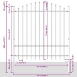 vidaXL Panel ograde s vrhom Set od 5 Siva Čelik obložen prahom Produživo | shoptok.hr
