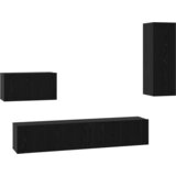 vidaXL Stenski TV kabinet s polico Drugo s shranjevanjem z vrati 4 pcs Črni hrast | Shoptok.si