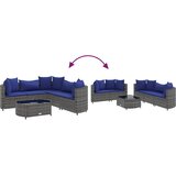  6-dijelni set vrtnih sofa od poliratana s jastucima sivi Slike
