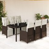 vidaXL 7-dijelni vrtni bistro set od poliratana s jastucima smeđi Cijene