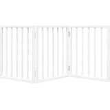 Vrata za pse s 3 panela sklopiva bijela 150 cm od drva topole | Eponuda.com