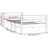  Posteljni okvir bel 90x190 cm trdna borovina, (20724766) | Shoptok.si