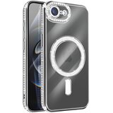 Avizar Ovitek za iPhone 16e, združljiv z MagSafe, z obrobo iz okrasnih kamnov, Srebrna, (5000189786) | Shoptok.si