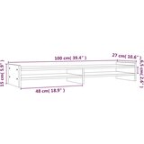  Stojalo za zaslon belo 100x27x15 cm trdna borovina | Shoptok.si