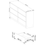 AKORD Komoda, 6 Predalov, Bela/Hrast Sonoma, (5000332371) | Shoptok.si