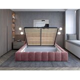 ELTAP Rožnata oblazinjena zakonska postelja s prostorom za shranjevanje z letvenim dnom 140x200 cm Lamica – | Shoptok.si
