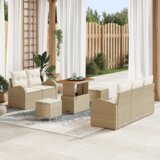 vidaXL set vrtnih sofa od 8 komada s jastučićima bež poli ratan akacija | shoptok.hr
