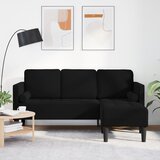 vidaXL Črna Poliester, pena, les Standardna Minimalistična Črna zofa u