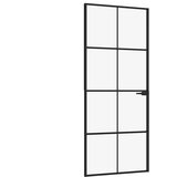 Sobna vrata crna 83 x 201,5 cm kaljeno staklo i aluminij tanka | shoptok.hr