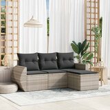 Maison Chic Seti vrtnega pohištva - Vrtna garnitura - Vrtni pohištvo set 4-delna z blazinami siv poli ratan, (21816680) | Shoptok.si