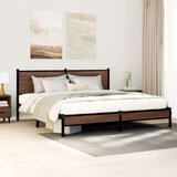 vidaXL Kovinski posteljni okvir z vzglavjem rjavi hrast 183x213 cm, (21322058) | Shoptok.si